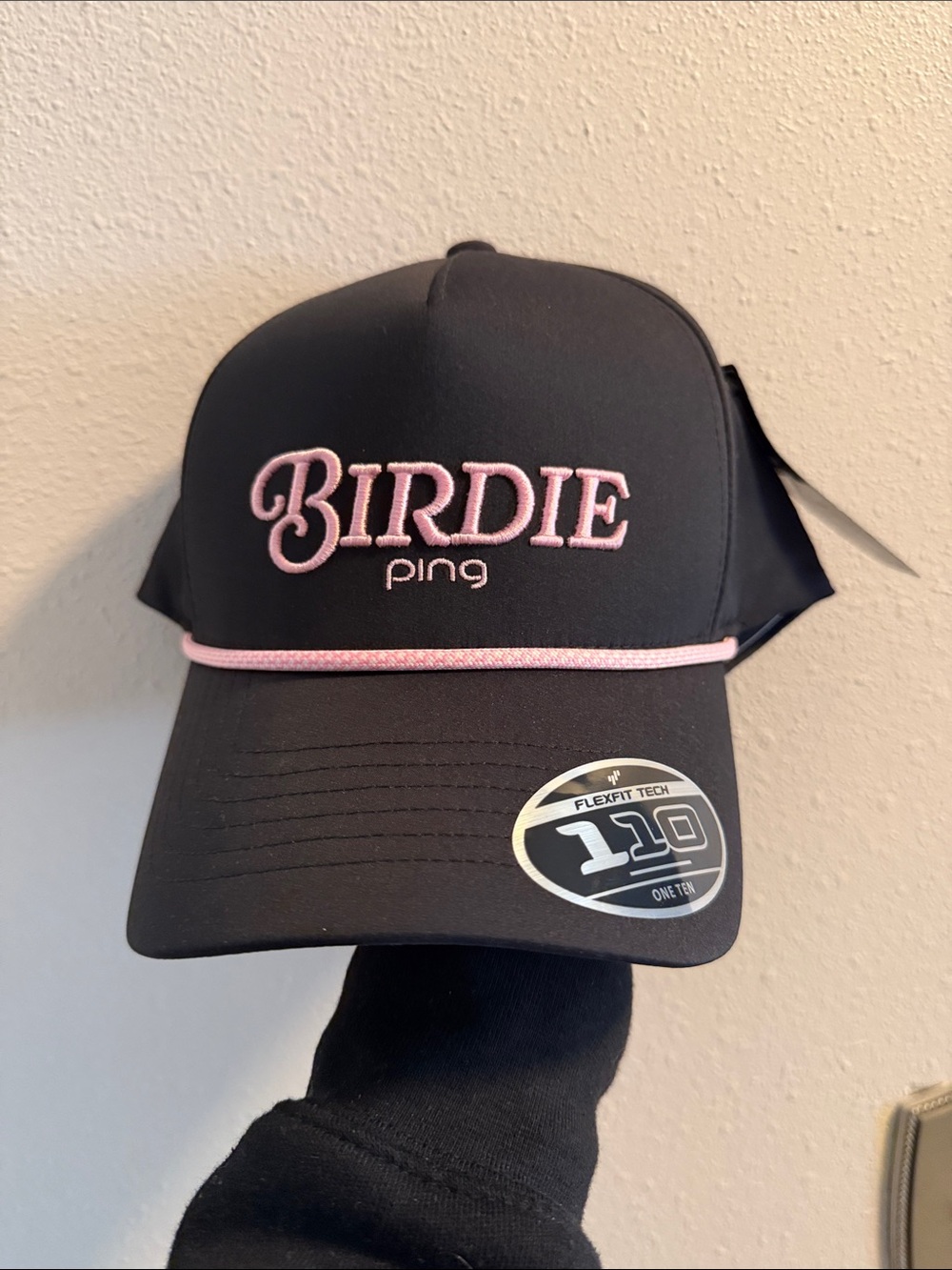 Ping Black Cap with Pink 'BIRDIE' Embroidery
